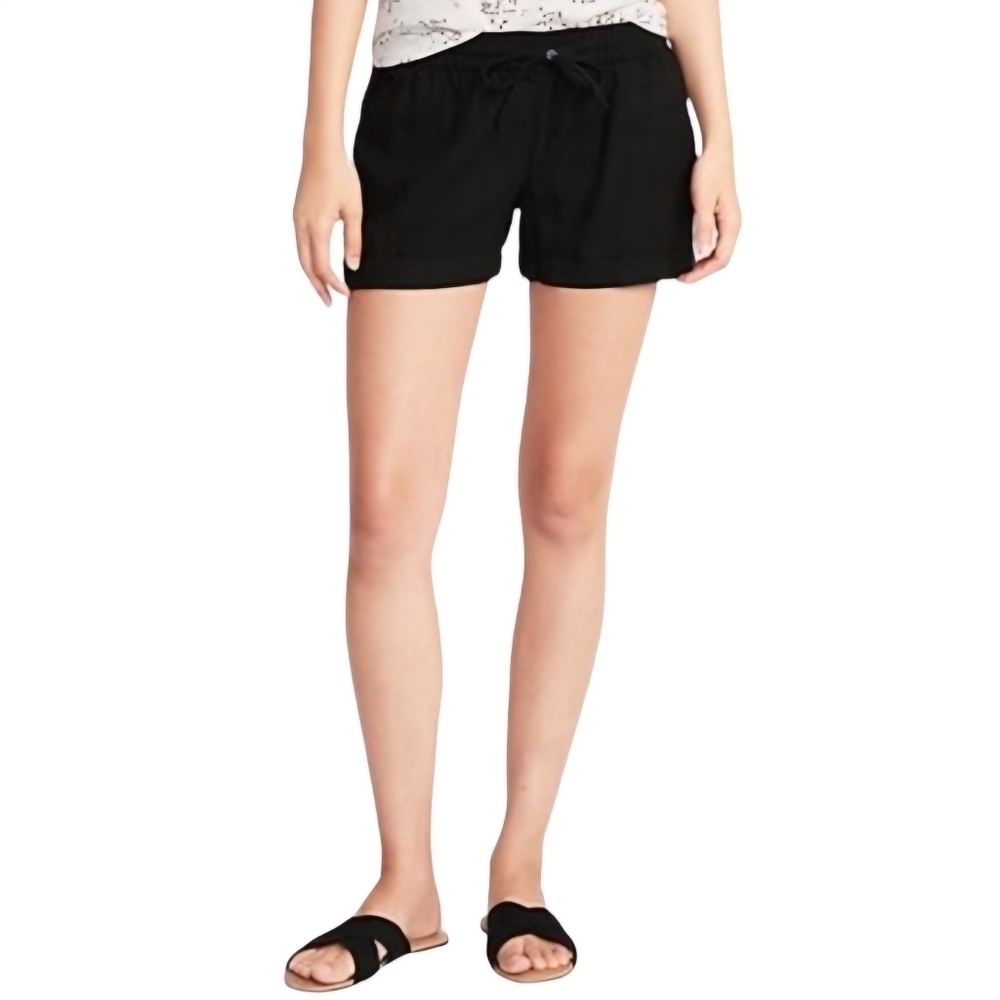 Old Navy Womens Black Linen Tie‎ Waist Shorts Size 10